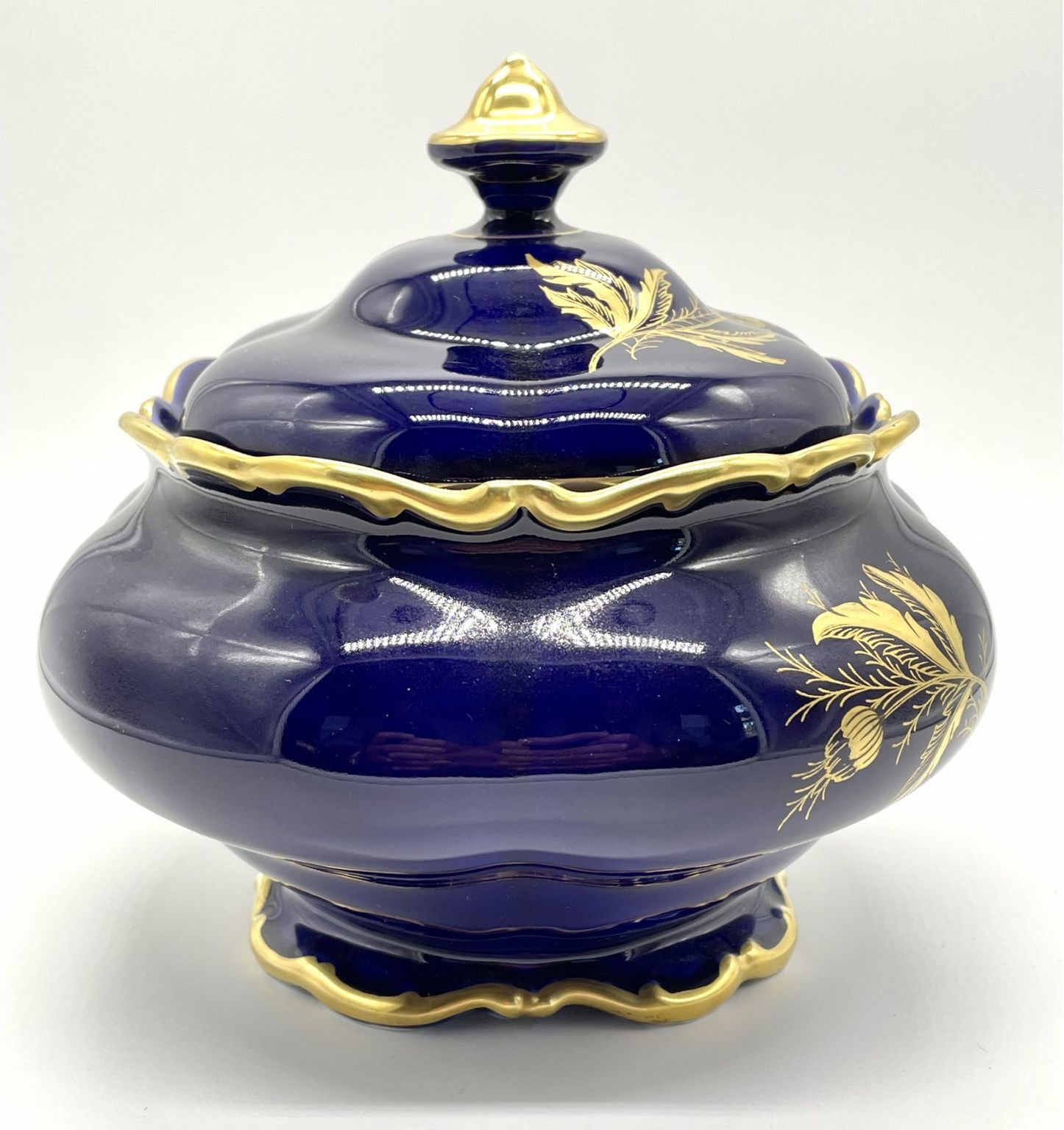 Linder Kueps outlet Bavaria - Isabel Cobalt Porcelain Bowl With 24K Accents Bowl And Signed Lid