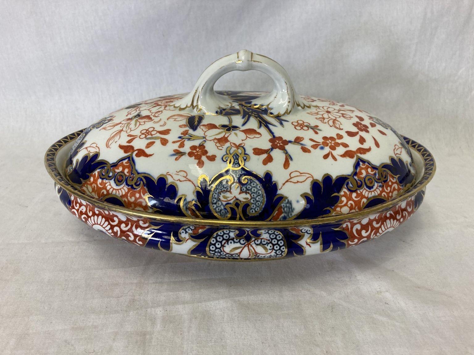 Hitiques Antique Royal Crown Derby Imari Covered Tureen Or Serving Dish