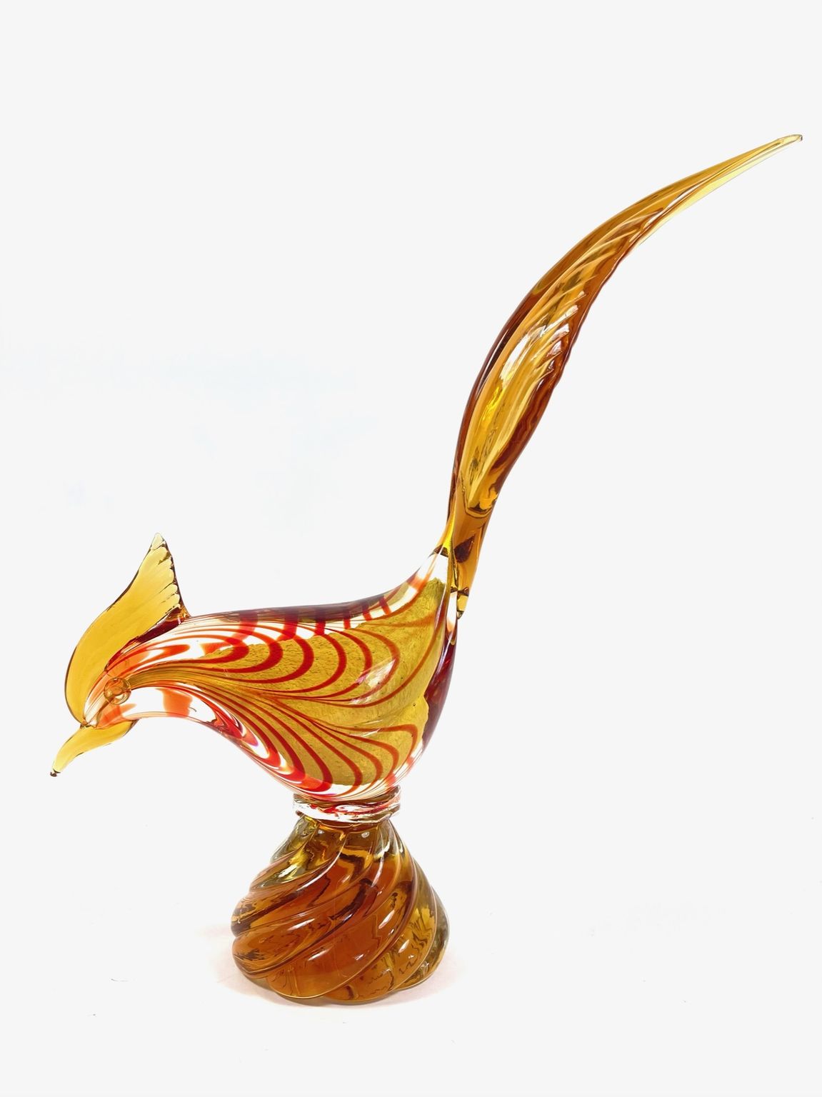 Hitiques — Venetian Blown Amber Art Glass Bird Sculpture